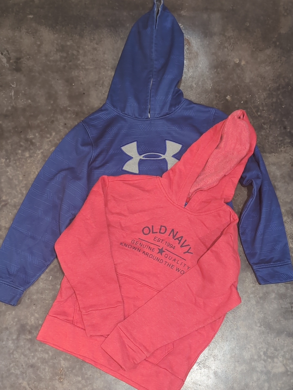 Old Navy Red & Under Armour Blue Hooded Sweatshirts Boys Size L
